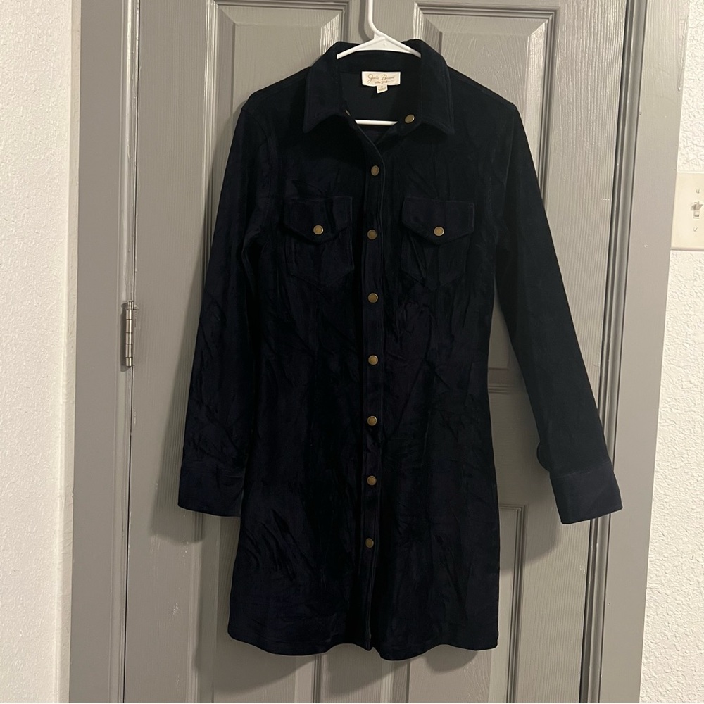 Julie Brown New York Navy Dress with Button Front - Picture 4 of 6